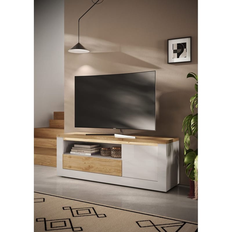 Vandesar TV-benk 160 cm - Natur/Hvit - Møbler - Mediamøbel & tv møbel - TV-benk & mediabenk