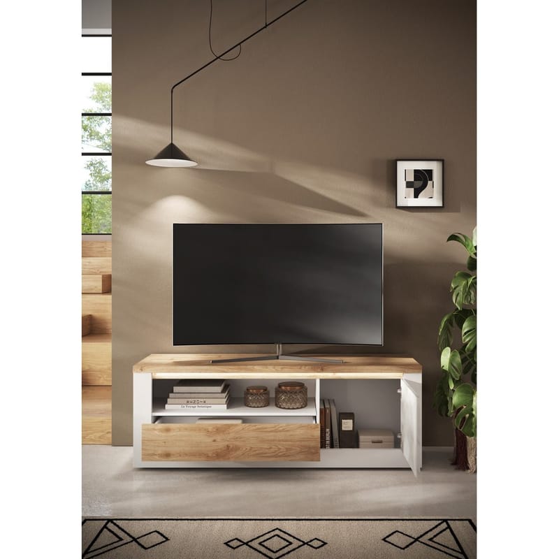Vandesar TV-benk 160 cm - Natur/Hvit - Møbler - Mediamøbel & tv møbel - TV-benk & mediabenk