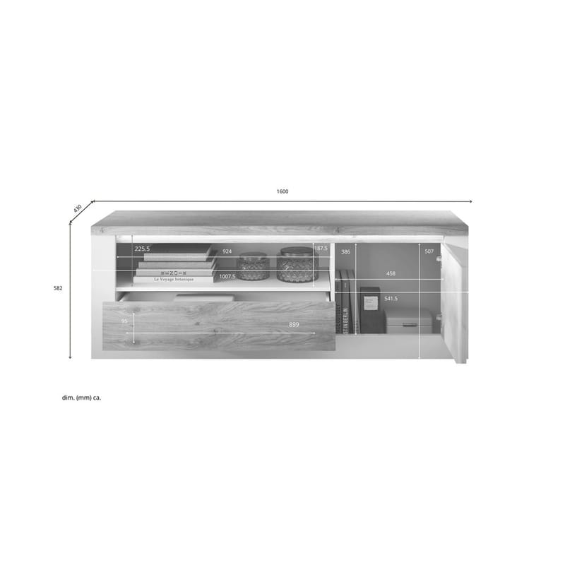 Vandesar TV-benk 160 cm - Natur/Hvit - Møbler - Mediamøbel & tv møbel - TV-benk & mediabenk