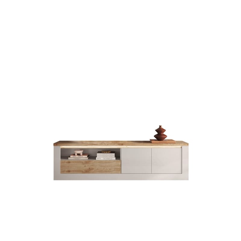Vandesar TV-benk 207 cm - Natur/Hvit - Møbler - Mediamøbel & tv møbel - TV-benk & mediabenk