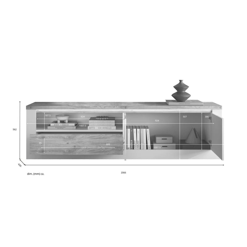 Vandesar TV-benk 207 cm - Natur/Hvit - Møbler - Mediamøbel & tv møbel - TV-benk & mediabenk