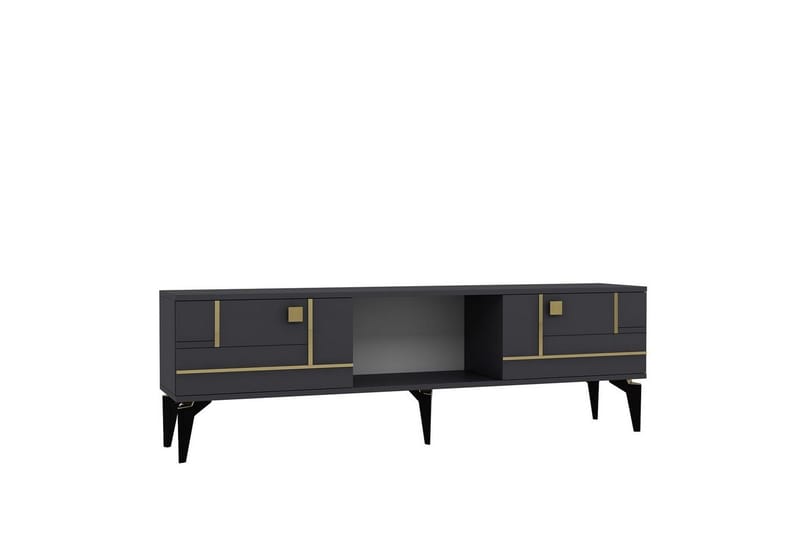Varno TV-benk 150 cm - Antrasitt/Gull - Møbler - Mediamøbel & tv møbel - TV-benk & mediabenk