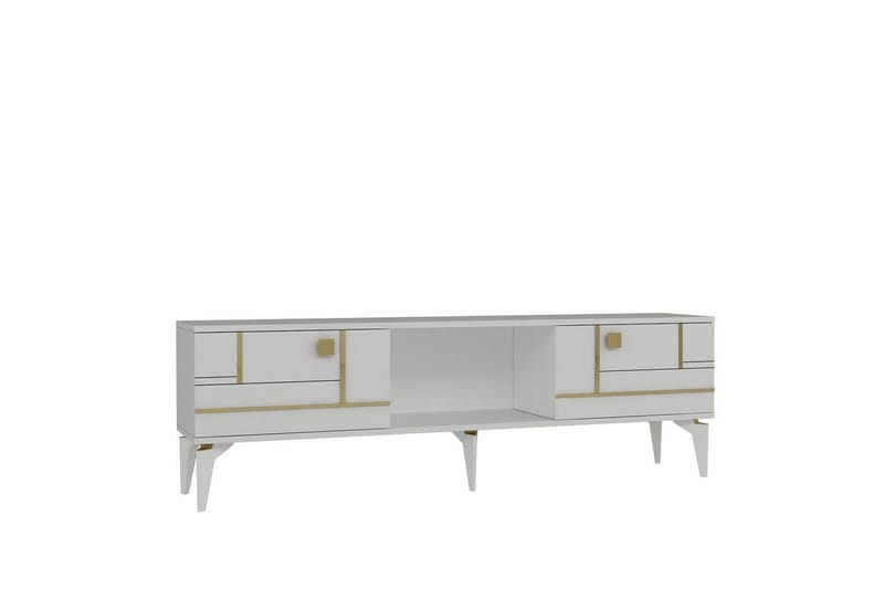 Varno TV-benk 150 cm - Hvit/Gull - Møbler - Mediamøbel & tv møbel - TV-benk & mediabenk