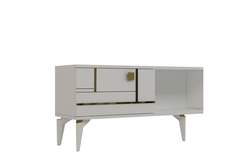 Varno TV-benk 150 cm - Hvit/Gull - Møbler - Mediamøbel & tv møbel - TV-benk & mediabenk
