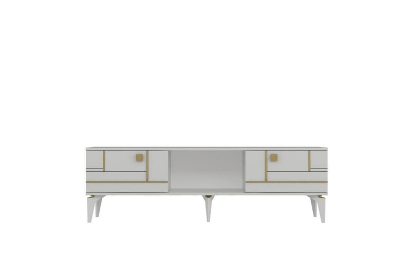 Varno TV-benk 150 cm - Hvit/Gull - Møbler - Mediamøbel & tv møbel - TV-benk & mediabenk