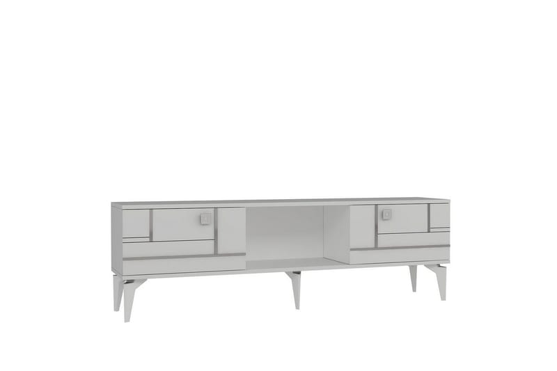Varno TV-benk 150 cm - Hvit/Sølv - Møbler - Mediamøbel & tv møbel - TV-benk & mediabenk