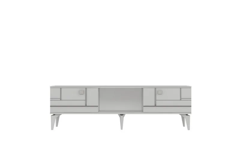 Varno TV-benk 150 cm - Hvit/Sølv - Møbler - Mediamøbel & tv møbel - TV-benk & mediabenk