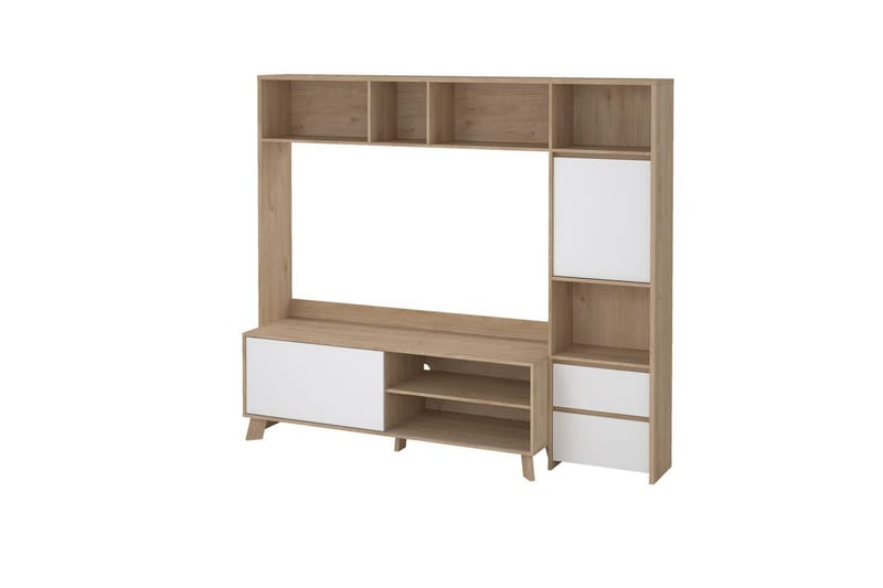 Varun TV-skap 209 cm - Hvit/Natur - Møbler - Mediamøbel & tv møbel - TV-skap