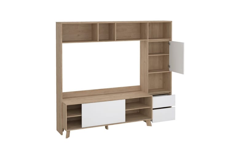 Varun TV-skap 209 cm - Hvit/Natur - Møbler - Mediamøbel & tv møbel - TV-skap