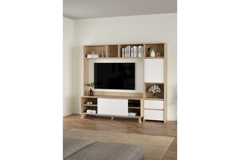 Varun TV-skap 209 cm - Hvit/Natur - Møbler - Mediamøbel & tv møbel - TV-skap
