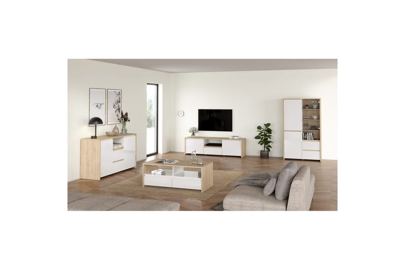 Varun TV-stativ 51 cm - Hvit/Rødfarget tre - Møbler - Mediamøbel & tv møbel - Mediestativ & veggfeste