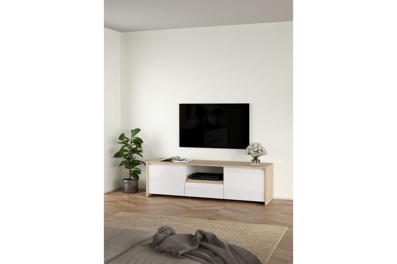 Varun TV-stativ 51 cm - Hvit/Rødfarget tre - Møbler - Mediamøbel & tv møbel - Mediestativ & veggfeste