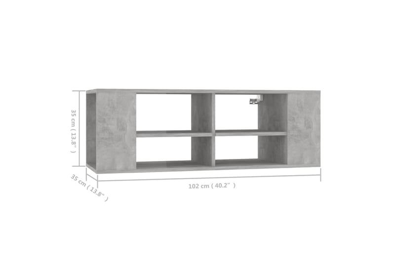 Vegghengt TV-benk betonggrå 102x35x35 cm sponplate - Grå - Møbler - Mediamøbel & tv møbel - TV-skap