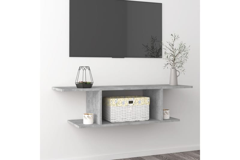 Vegghengt TV-benk betonggrå 103x30x26,5 cm - Grå - Møbler - Mediamøbel & tv møbel - TV-skap