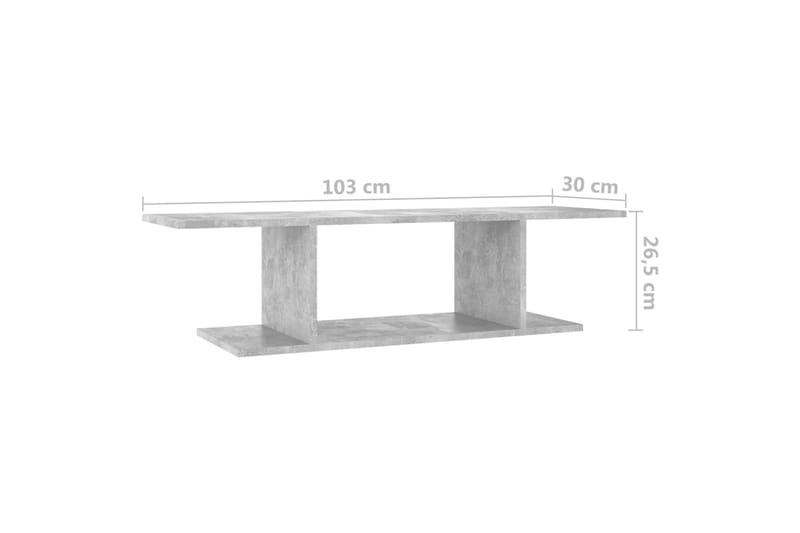 Vegghengt TV-benk betonggrå 103x30x26,5 cm - Grå - TV-skap