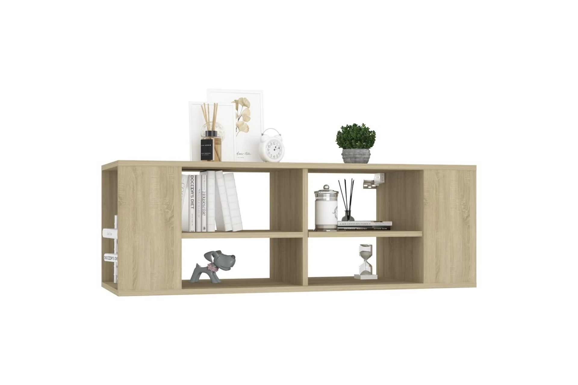 Vegghengt TV-benk sonoma eik 102x35x35 cm sponplate - Brun - Møbler - Mediamøbel & tv møbel - TV-skap