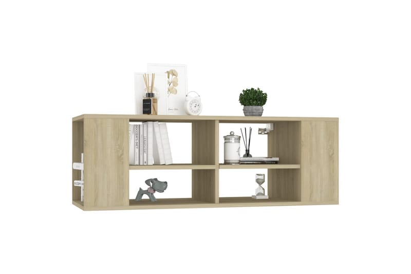 Vegghengt TV-benk sonoma eik 102x35x35 cm sponplate - Brun - Møbler - Mediamøbel & tv møbel - TV-skap