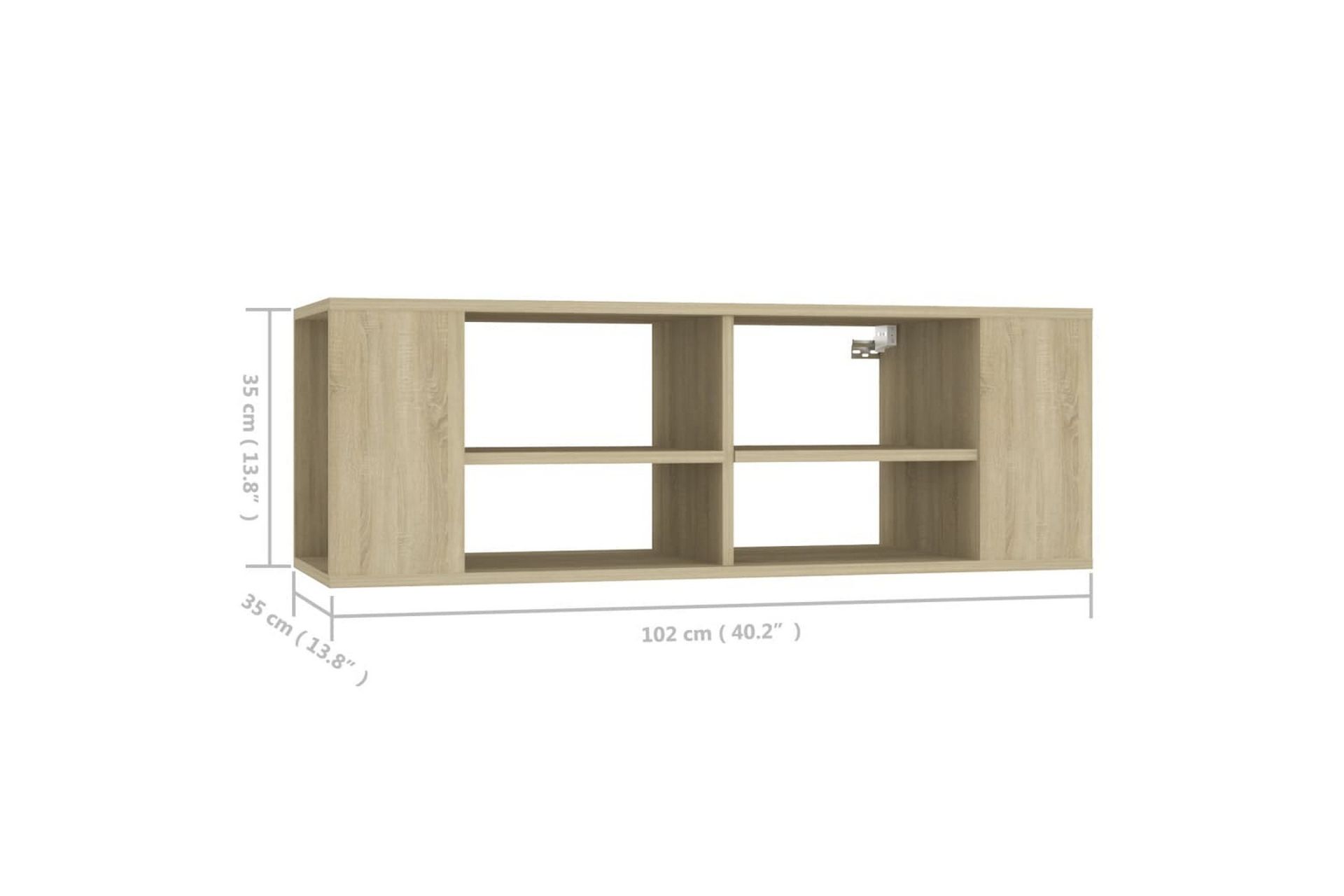 Vegghengt TV-benk sonoma eik 102x35x35 cm sponplate - Brun - Møbler - Mediamøbel & tv møbel - TV-skap