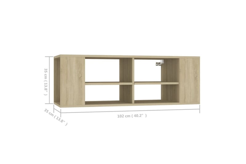 Vegghengt TV-benk sonoma eik 102x35x35 cm sponplate - Brun - Møbler - Mediamøbel & tv møbel - TV-skap