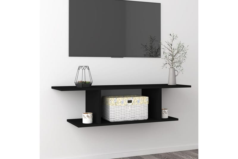 Vegghengt TV-benk svart 103x30x26,5 cm - Svart - TV-skap