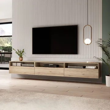 Vegghengt TV-enhet Baros 3 Nedfellbar Dør - San Remo eik lys laminat - Møbler - Mediamøbel & tv møbel - TV-benk & mediabenk