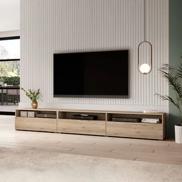 Vegghengt TV-enhet Baros 3 Nedfellbar Dør - San Remo eik lys laminat - Møbler - Mediamøbel & tv møbel - TV-benk & mediabenk
