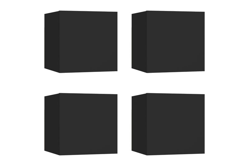 Vegghengte TV-benker 4 stk svart 30,5x30x30 cm - Svart - TV-benk & mediabenk