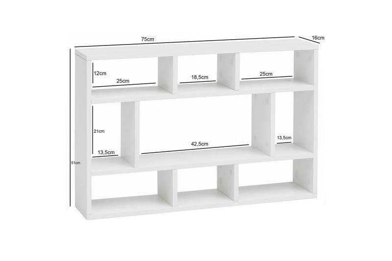 Vegghylle Wohnling melaminbelagt sponplate, bokoppbevaring, veggmontert, moderne stil Hvit - Hvit - Oppbevaring - Hyller - Vegghylle