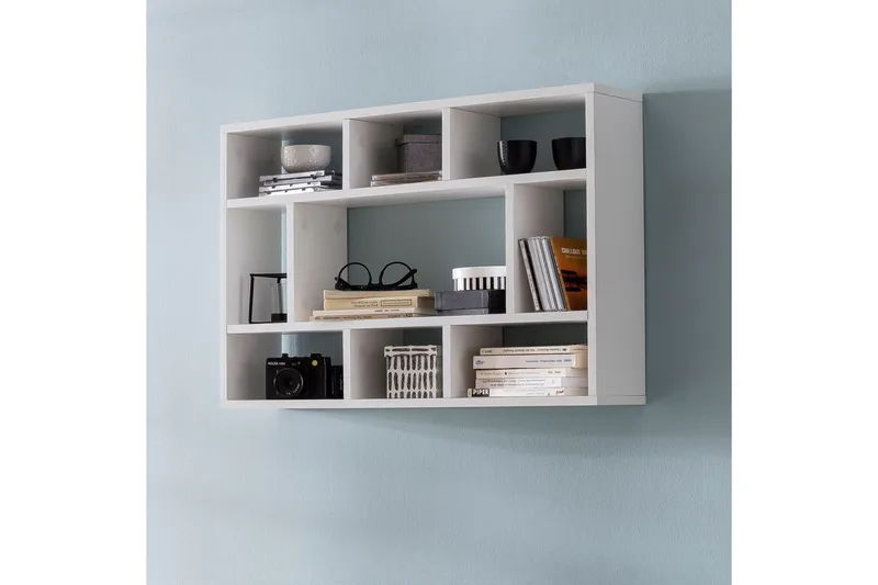 Vegghylle Wohnling melaminbelagt sponplate, bokoppbevaring, veggmontert, moderne stil Hvit - Hvit - Oppbevaring - Hyller - Vegghylle