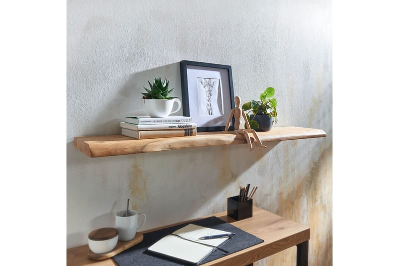 Vegghylle Wohnling trekant, heltre, flytende hylle, landlig stil 120 cm - 120 cm - Møbler - Mediamøbel & tv møbel - TV-hylle