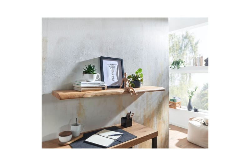 Vegghylle Wohnling trekant, heltre, flytende hylle, landlig stil 120 cm - 120 cm - Møbler - Mediamøbel & tv møbel - TV-hylle