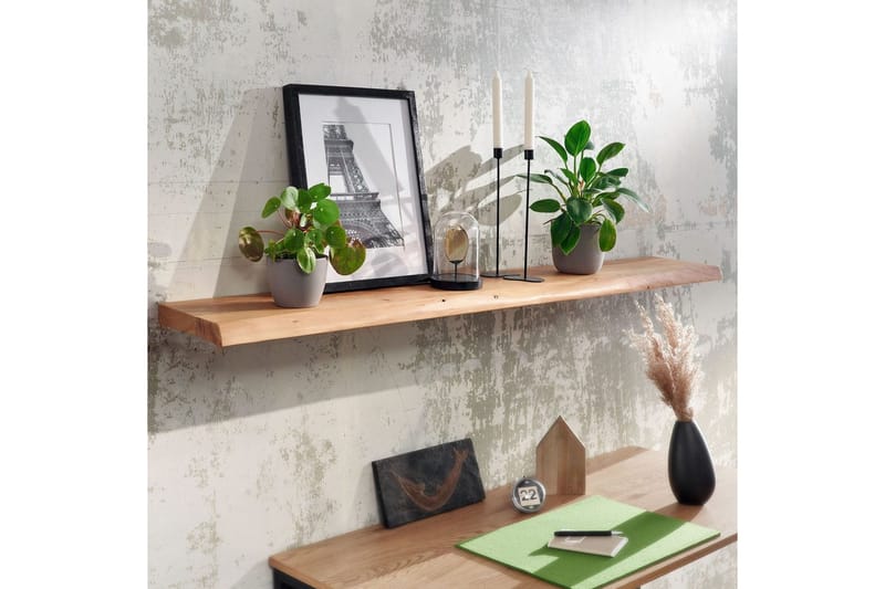 Vegghylle Wohnling trekant, heltre, flytende hylle, landlig stil 140 cm - 140 cm - Møbler - Mediamøbel & tv møbel - TV-hylle