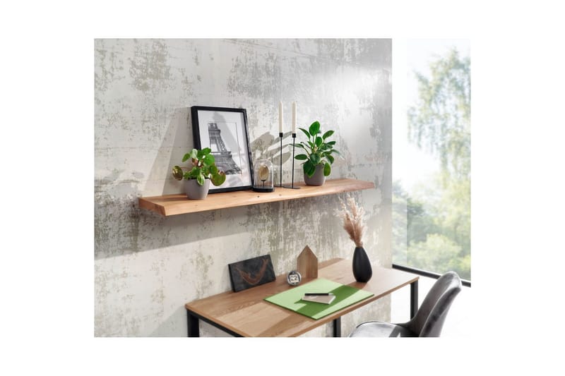 Vegghylle Wohnling trekant, heltre, flytende hylle, landlig stil 140 cm - 140 cm - Møbler - Mediamøbel & tv møbel - TV-hylle