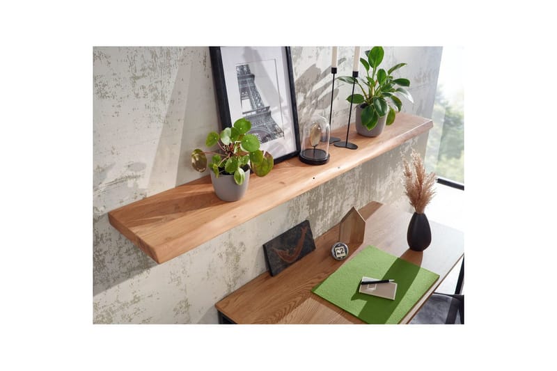 Vegghylle Wohnling trekant, heltre, flytende hylle, landlig stil 140 cm - 140 cm - Møbler - Mediamøbel & tv møbel - TV-hylle
