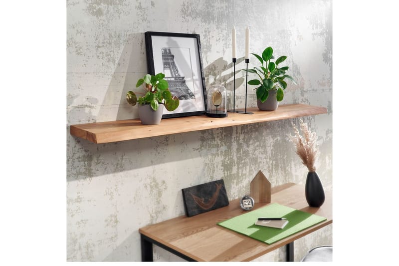 Vegghylle Wohnling trekant, heltre, flytende hylle, landlig stil 160 cm - 160 cm - Møbler - Mediamøbel & tv møbel - TV-hylle