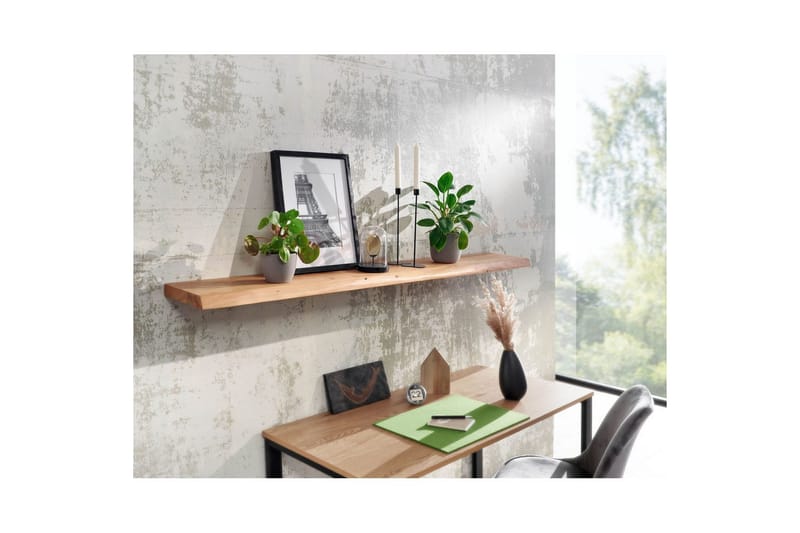 Vegghylle Wohnling trekant, heltre, flytende hylle, landlig stil 160 cm - 160 cm - Møbler - Mediamøbel & tv møbel - TV-hylle