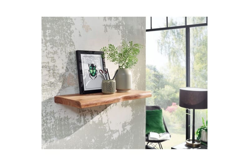 Vegghylle Wohnling trekant, heltre, flytende hylle, landlig stil 60 cm - 60 cm - Oppbevaring - Hyller - Vegghylle