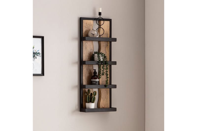 Vegghylle Wohnling Trekanter i massiv treramme med 4 hyller Industriell - Oppbevaring - Hyller - Vegghylle