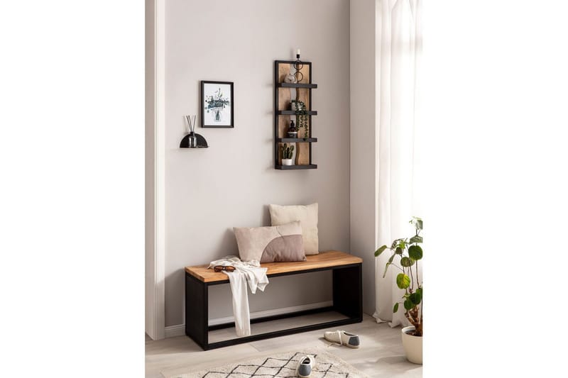 Vegghylle Wohnling Trekanter i massiv treramme med 4 hyller Industriell - Oppbevaring - Hyller - Vegghylle