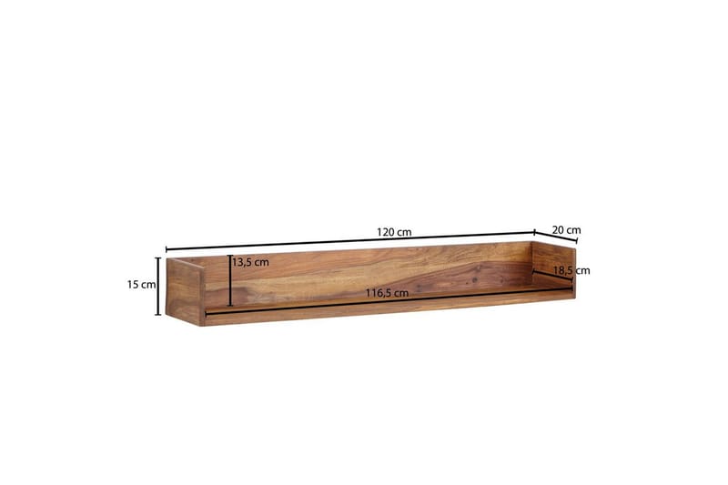 Vegghylle Wohnling Vegghengt i heltre 120 cm landstil - Oppbevaring - Hyller - Vegghylle