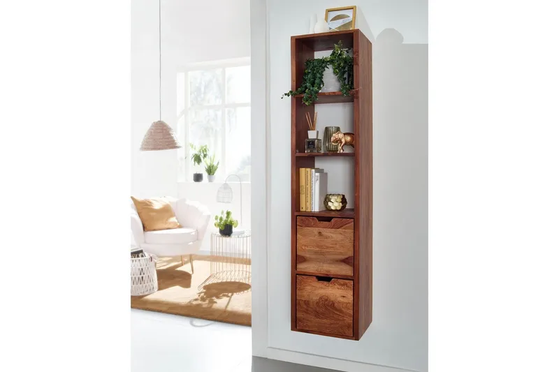 Vegghylle Wohnling Vegghengt i heltre med 2 skuffer 150 cm lagring landstil - Oppbevaring - Hyller - Vegghylle