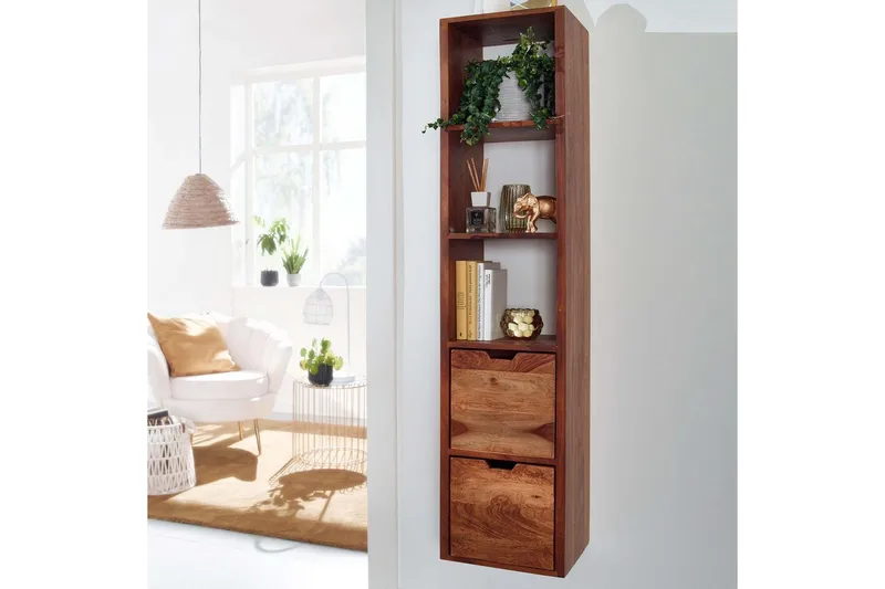 Vegghylle Wohnling Vegghengt i heltre med 2 skuffer 150 cm lagring landstil - Oppbevaring - Hyller - Vegghylle