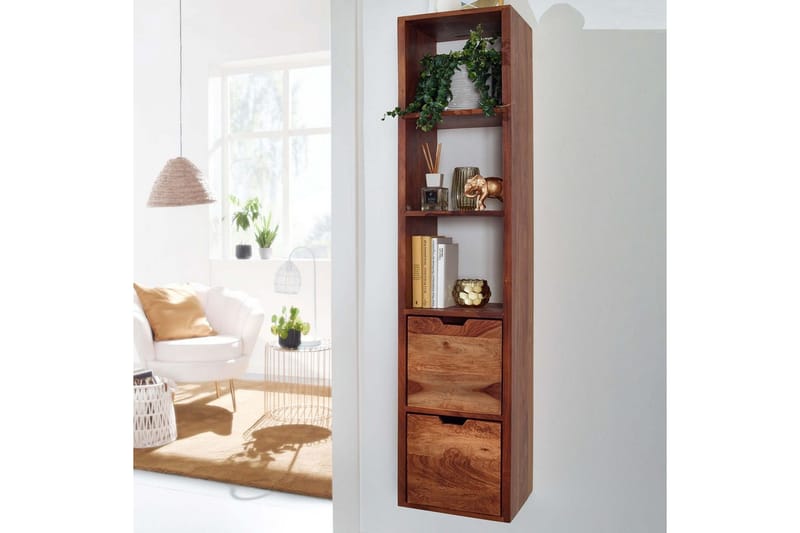 Vegghylle Wohnling Vegghengt i heltre med 2 skuffer 150 cm lagring landstil - Oppbevaring - Hyller - Vegghylle