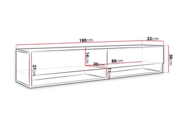 Veggmontert TV-benk 180 cm med Oppbevaring i Malt Tre - Svart - Møbler - Mediamøbel & tv møbel - TV-benk & mediabenk