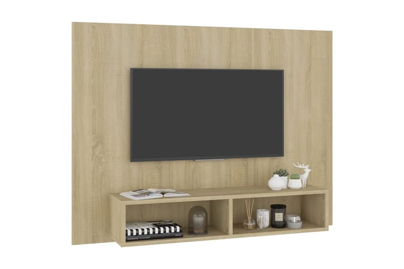 Veggmontert TV-benk sonoma eik 120x23,5x90 cm sponplate - Brun - Møbler - Mediamøbel & tv møbel - TV-skap