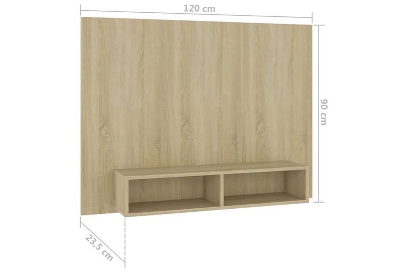Veggmontert TV-benk sonoma eik 120x23,5x90 cm sponplate - Brun - Møbler - Mediamøbel & tv møbel - TV-skap