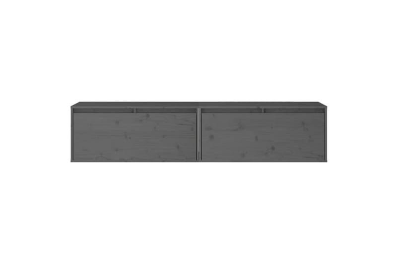 Veggskap 2 stk grå 80x30x35 cm heltre furu - Grå - TV-benk & mediabenk