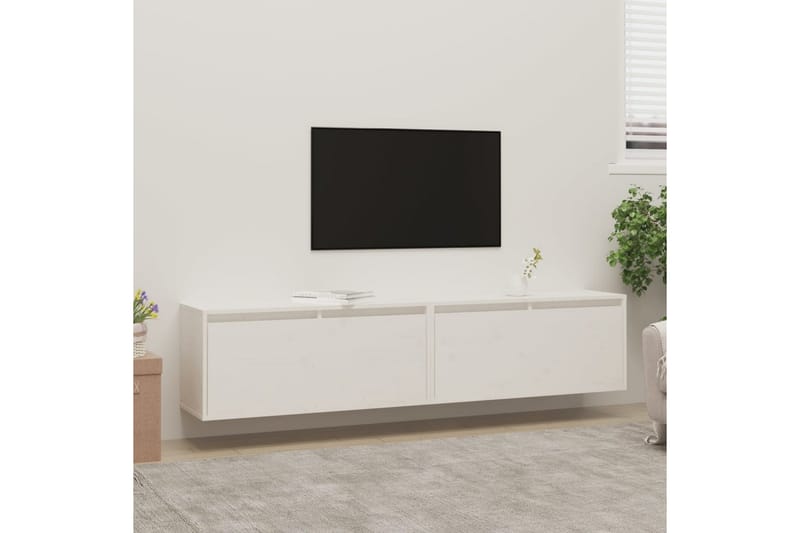 Veggskap 2 stk hvit 80x30x35 cm heltre furu - Hvit - Møbler - Mediamøbel & tv møbel - TV-benk & mediabenk