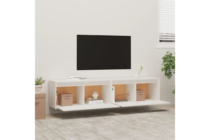 Veggskap 2 stk hvit 80x30x35 cm heltre furu - Hvit - Møbler - Mediamøbel & tv møbel - TV-benk & mediabenk