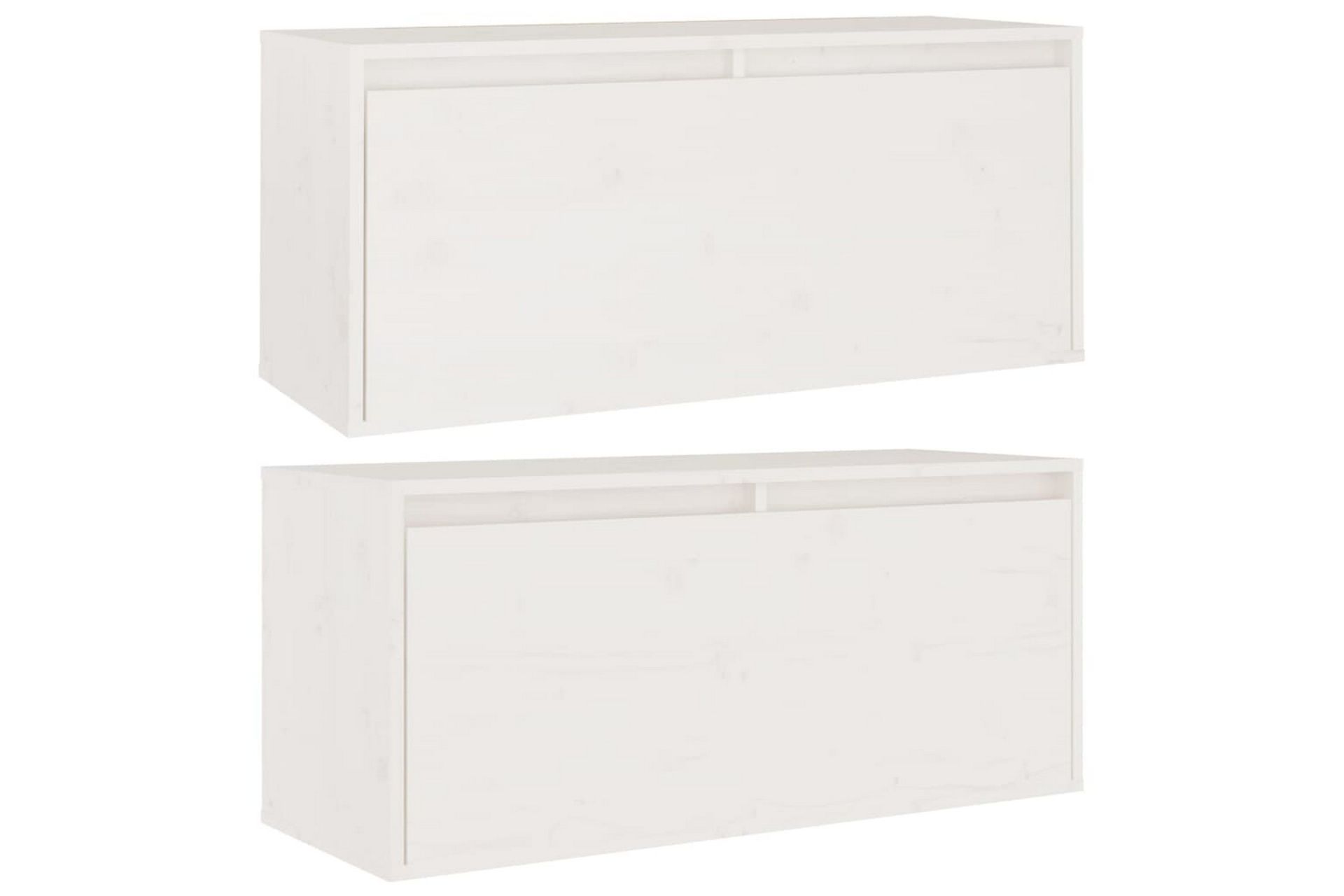 Veggskap 2 stk hvit 80x30x35 cm heltre furu - Hvit - Møbler - Mediamøbel & tv møbel - TV-benk & mediabenk